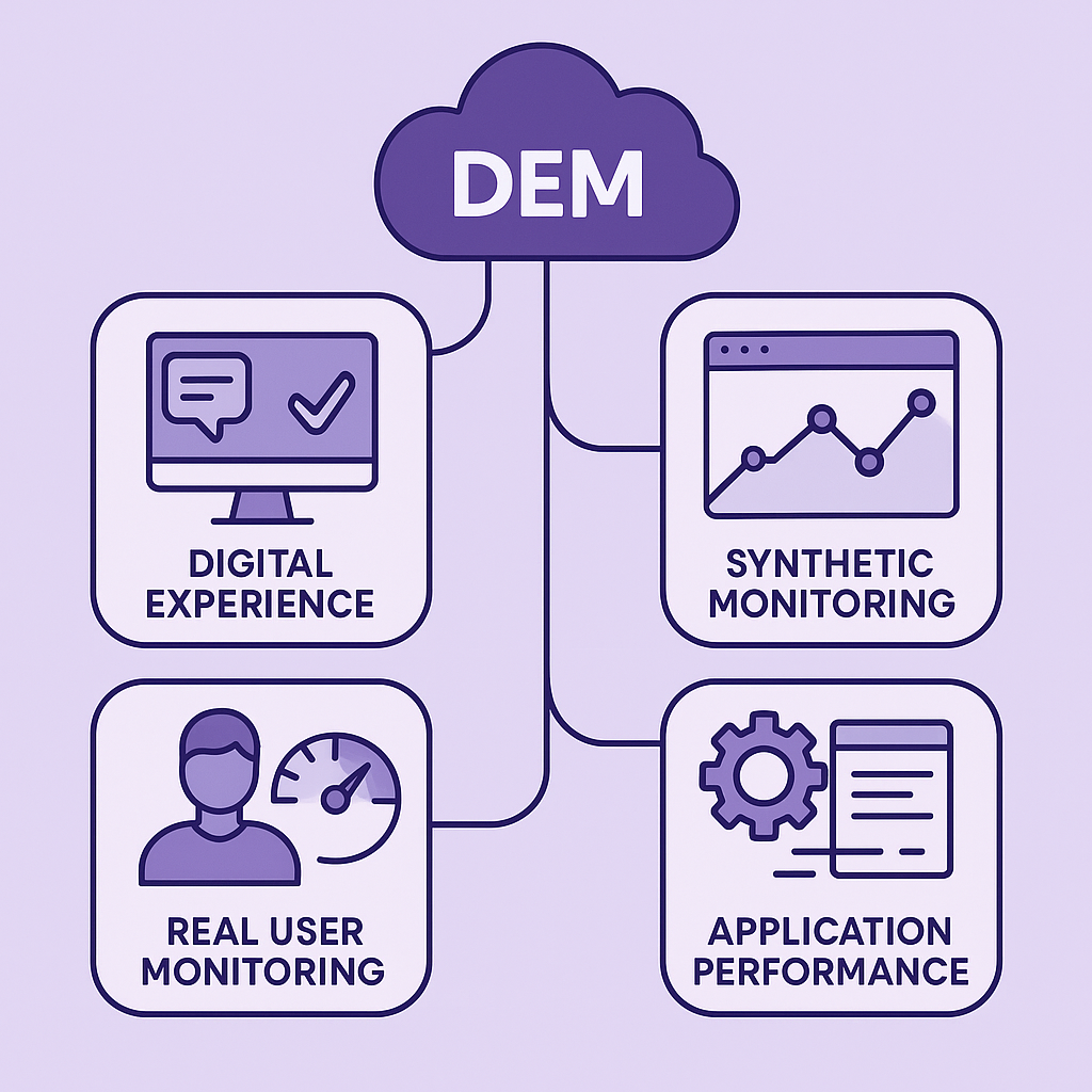 Digital experience monitoring (DEM) schéma