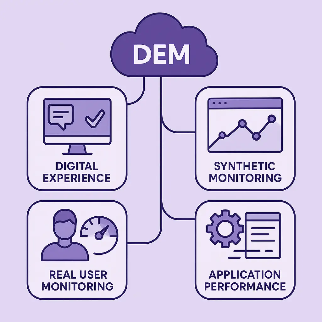Digital experience monitoring (DEM) schéma